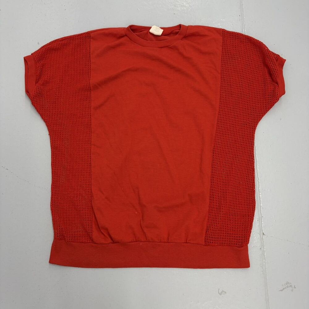 Vintage 60s Fast Track Red Boxy Cotton/Jersey Blank Top